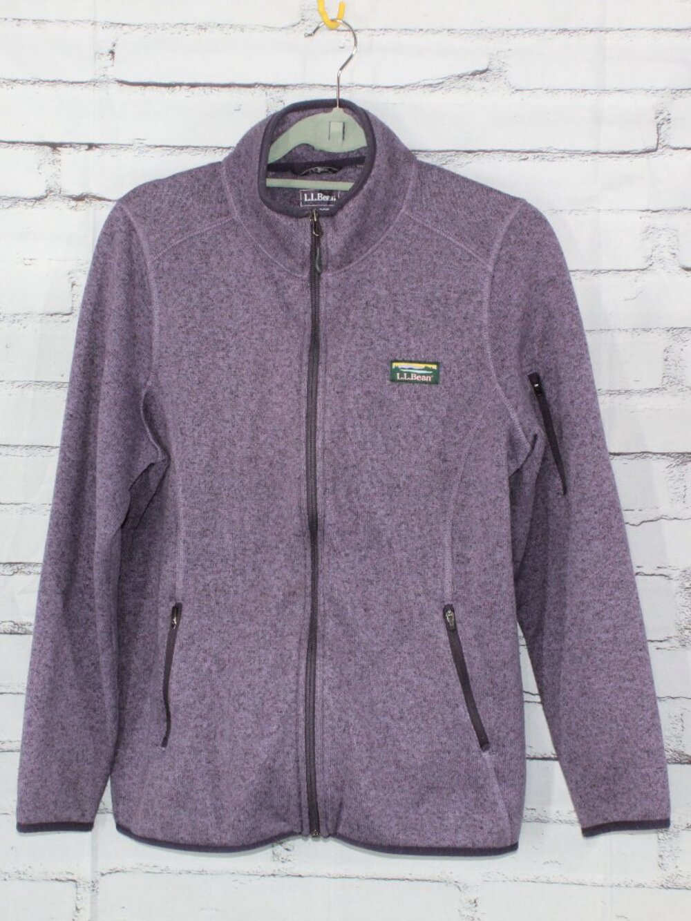 LL Bean Purple Sweater Fleece Full Zip Jacket Casual Outdoor Size XL